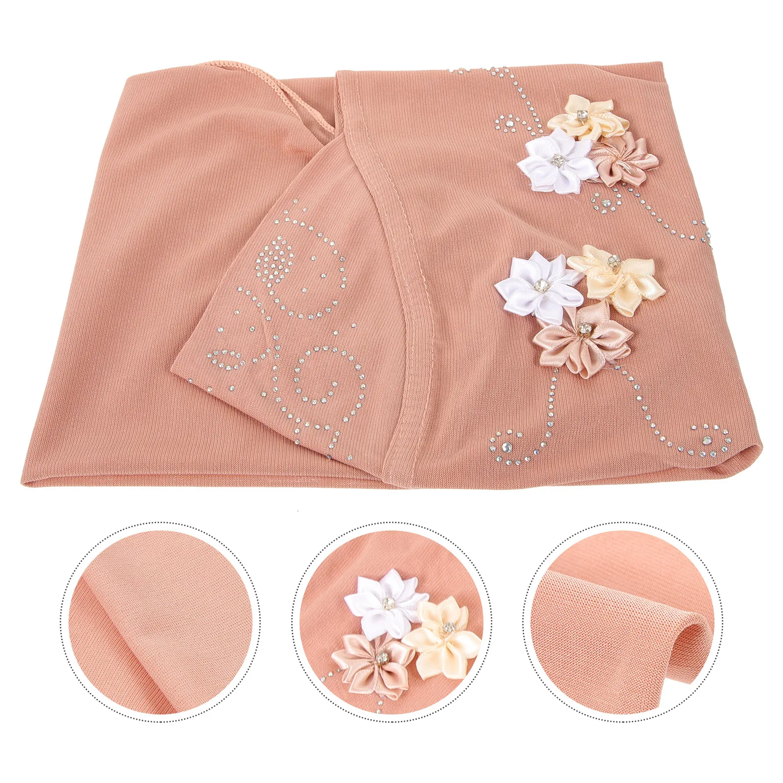 

Little Girl Hijab Arabic Hat Six Flowers Women Headscarf Cotton Comfortable Breathable Turban Cap Full Neck Coverage