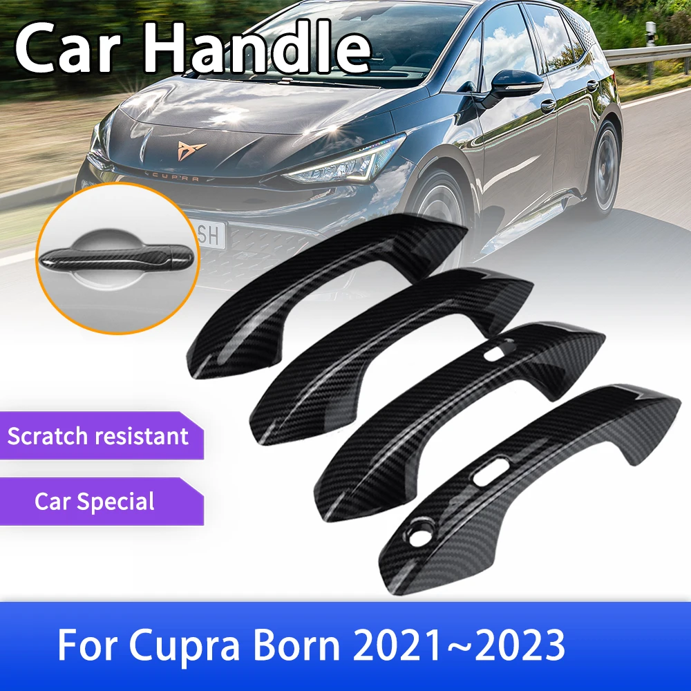 

Carbon Fiber Door Handle Cover for Cupra Born 2021 2022 2023 Car External Protective Accessories Gadgets Styling Stickers Trim