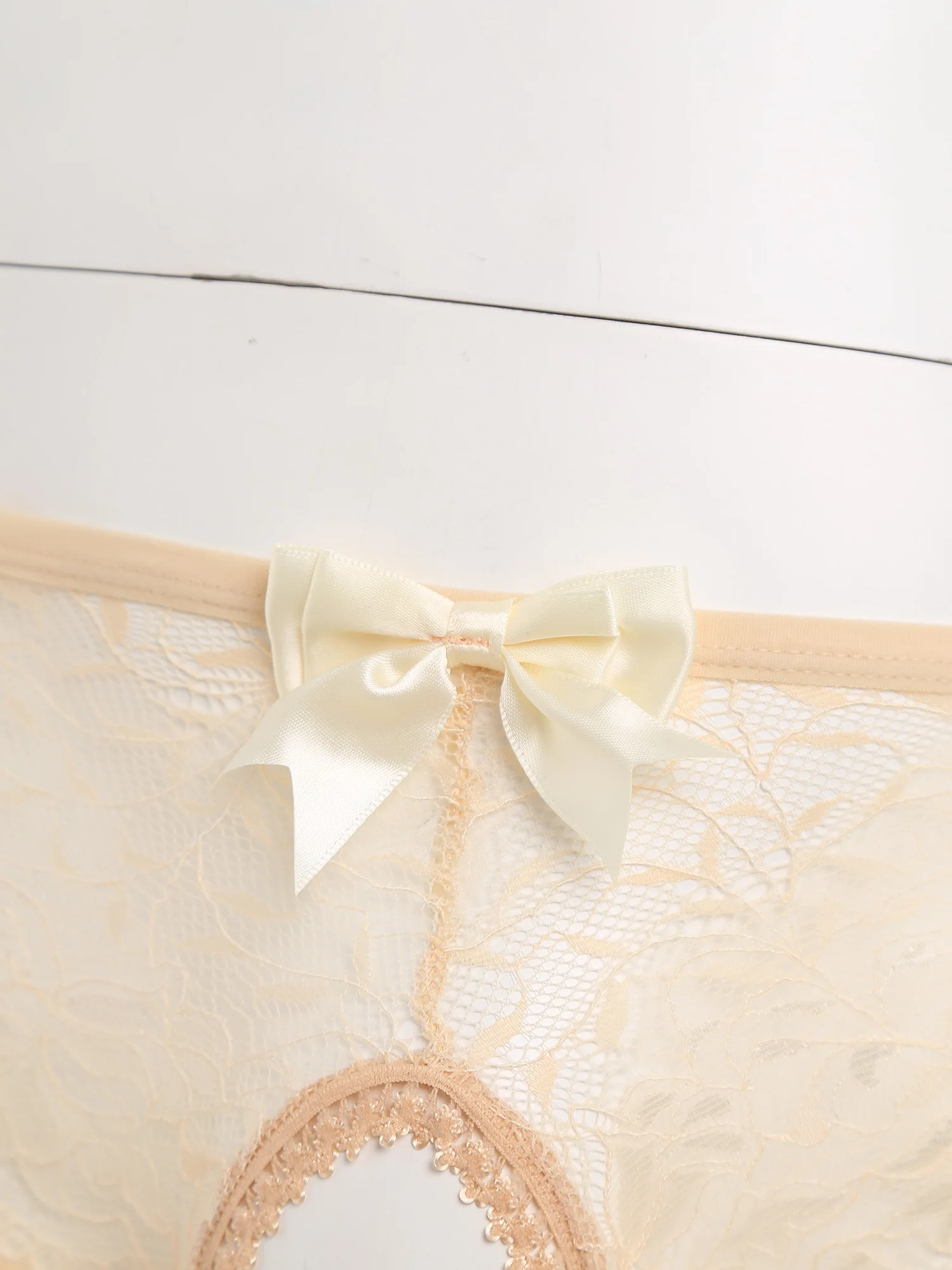 Men's Floral Lace Closed/Opened Crotch Lingerie with Bow