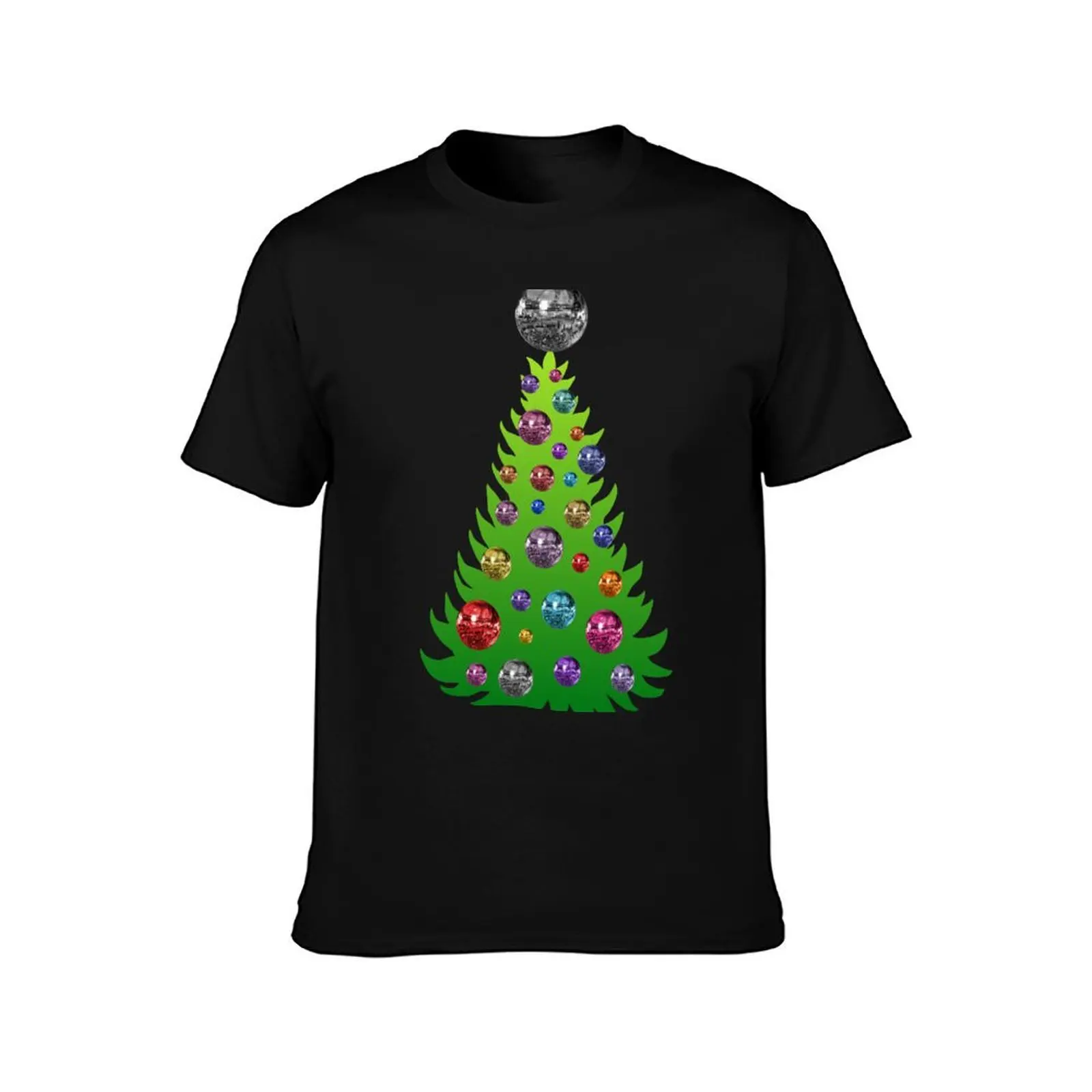 Colorful 1970s Disco Ornament Christmas Tree T-Shirt Retro Graphic Print T-Shirt