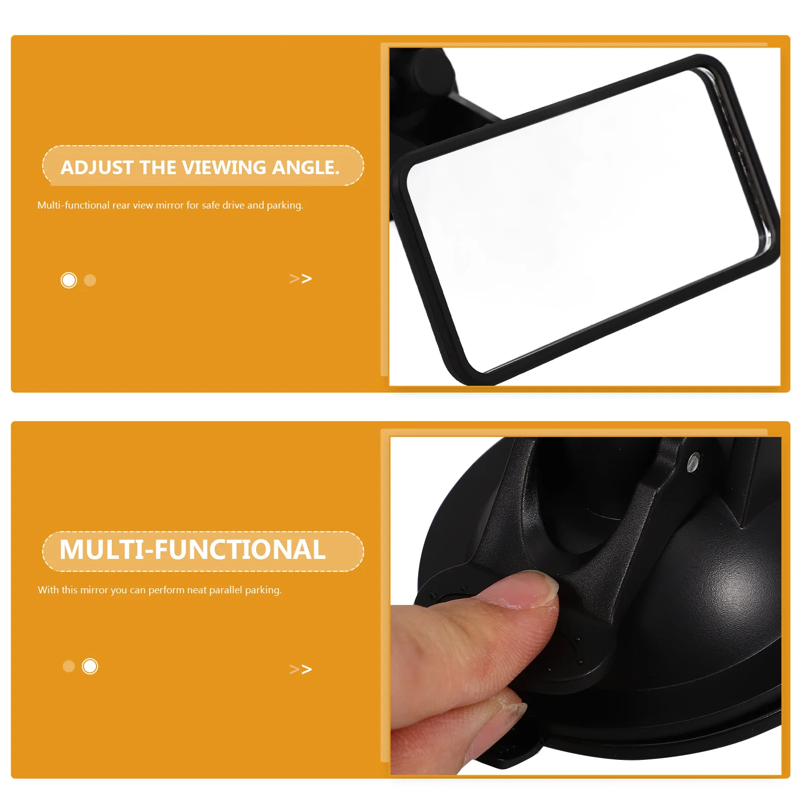 Espejo lateral trasero de punto ciego ABS cuadrado, negro, ajustable, vista amplia de 360 grados, Monitor de estacionamiento para bebé, espejo de punto ciego de 120 y 60mm