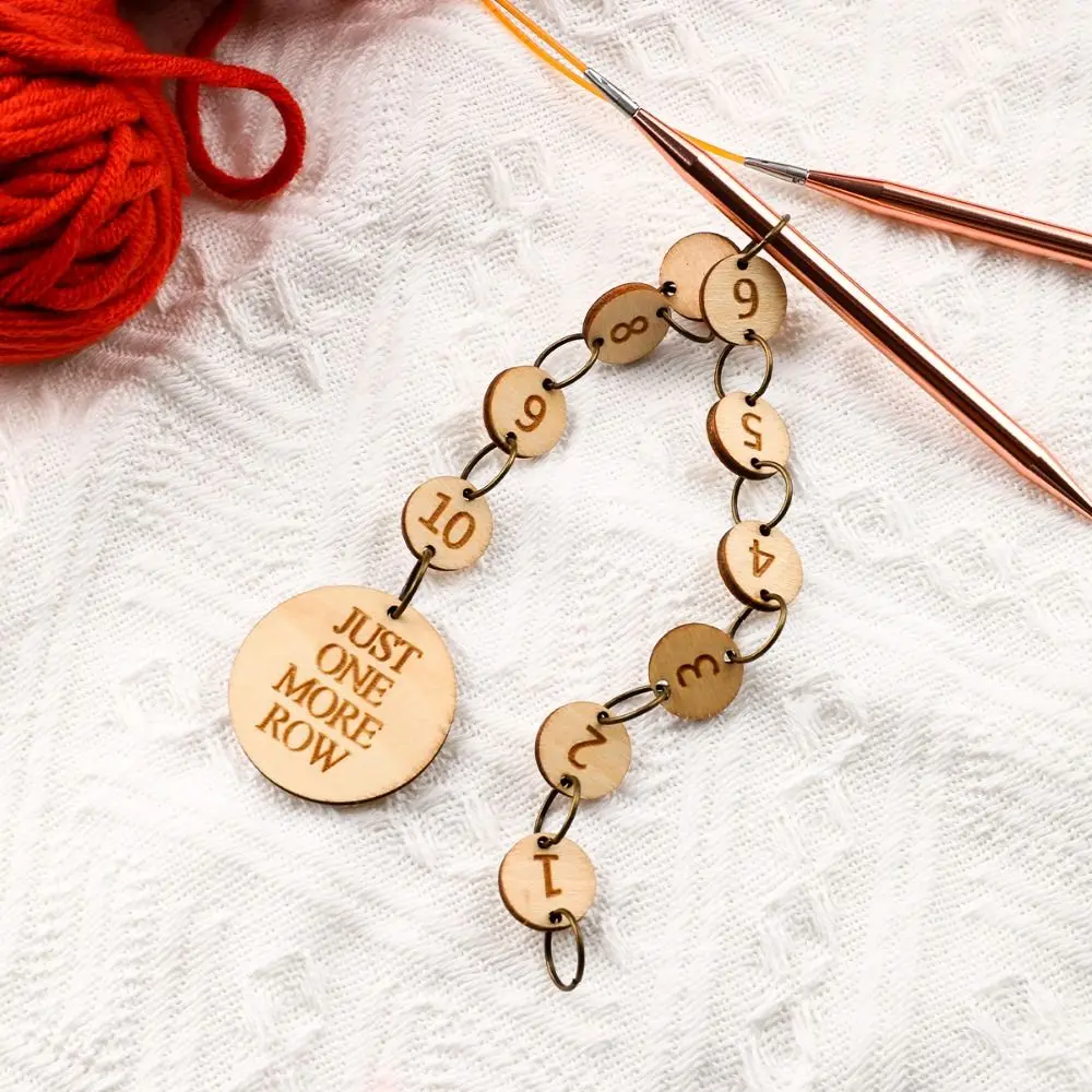 Knitting Ruler Gauge Locking Ring Wooden Locking Stitch Markers Knitting Crochet Stitch Marker Needle Clip Hook Sewing Supplies