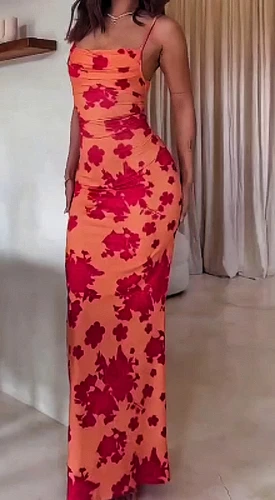 Imagen 2 del producto Venta al por mayor de vestidos halter estampados y con cordones sin espalda sexy para mujer en verano de 2025