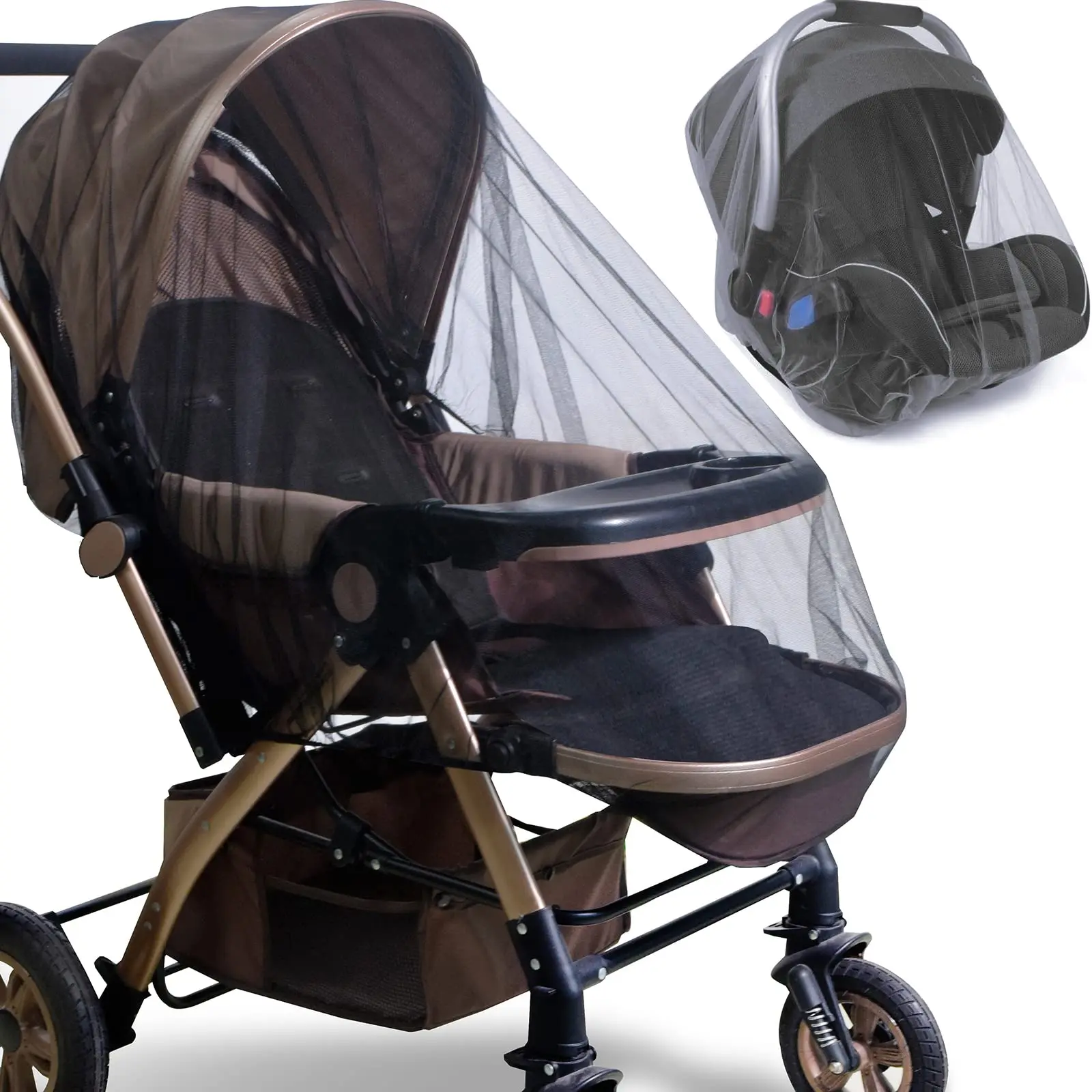 

1-Second Install Stroller Mosquito Net | Universal Stretch Fit For Crib/Playard/Bassinet Tear-Resistant Mesh Screen | Outdoor Tr