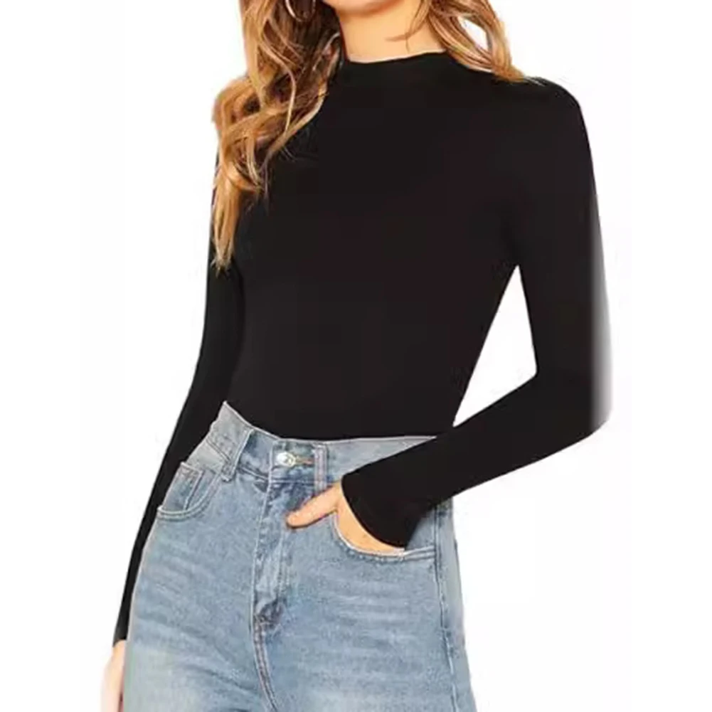 

Повседневные футболки с длинным рукавом для прогулок, элегантная повседневная одежда, однотонные базовые топы с длинным рукавом, нижние слои одежды, футболки-поддевки