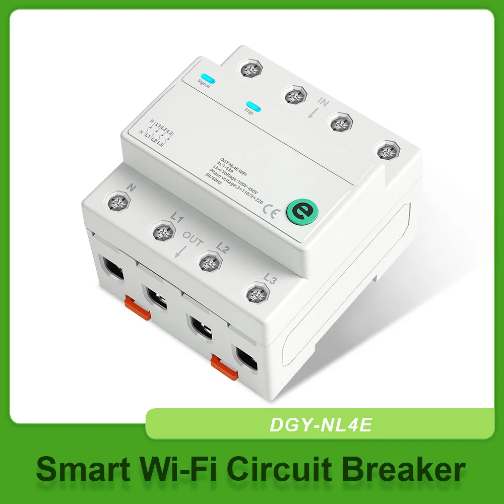 DIN Rail Type WIFI Smart Circuit Breaker 3P+N 4 Relays Cut Off L/N EWeLink App Time Control Remote On/Off 3*110V 3*220V 1-63A