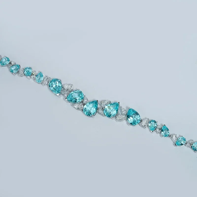 Prachtige Moissanite sieraden Moissanite peervorm Lab Paraiba edelsteen 14k witgouden ketting