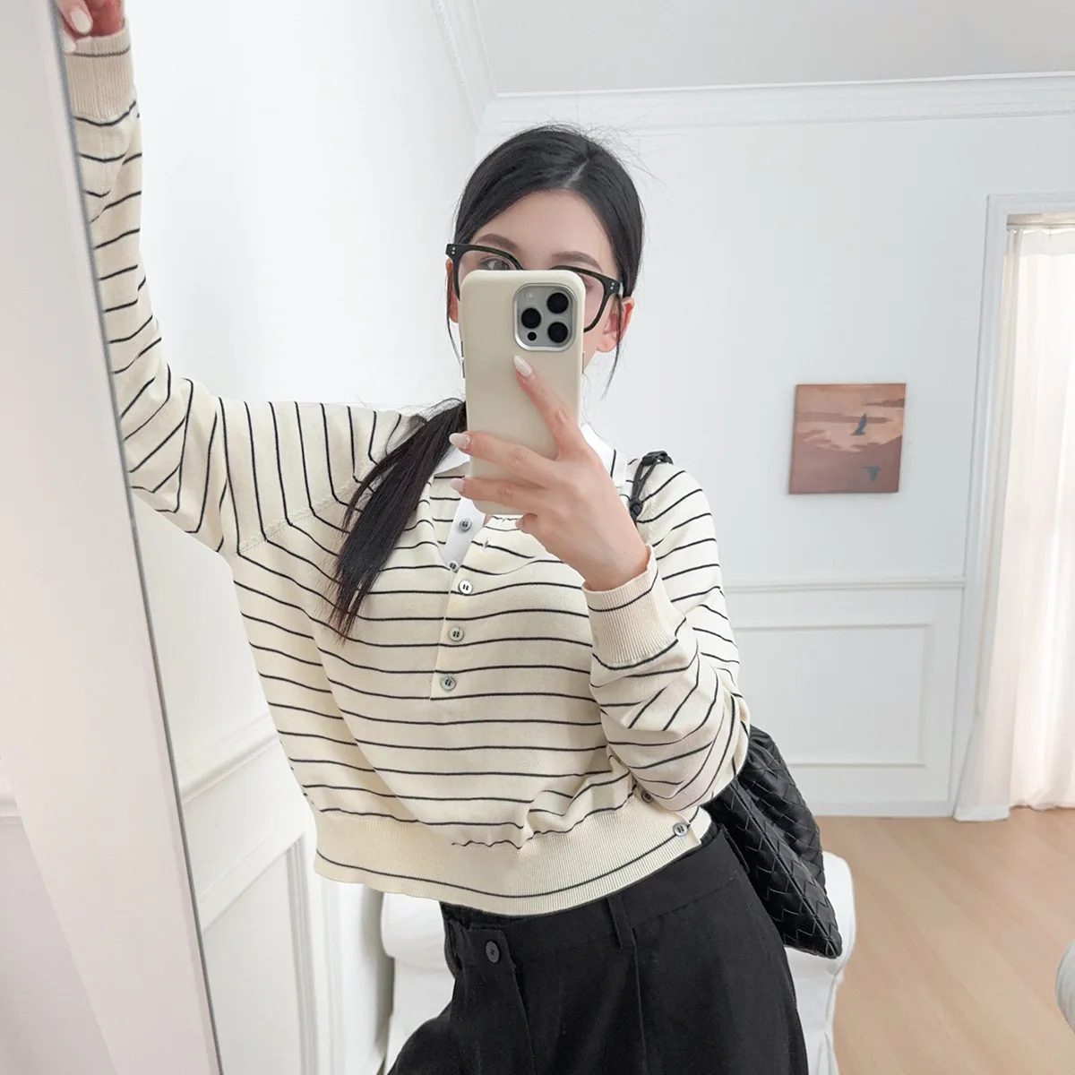 

25 Autumn Winter New Striped Cotton Knit Sweater Women Loose Long Sleeve Turtleneck Fashion Top tshirt