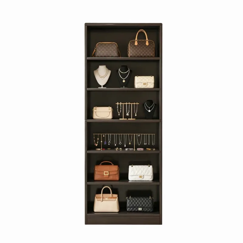 Clothing store display rack Women's clothing store retro atmosphere layout Floor-to-ceiling bag display rack Shoe rack