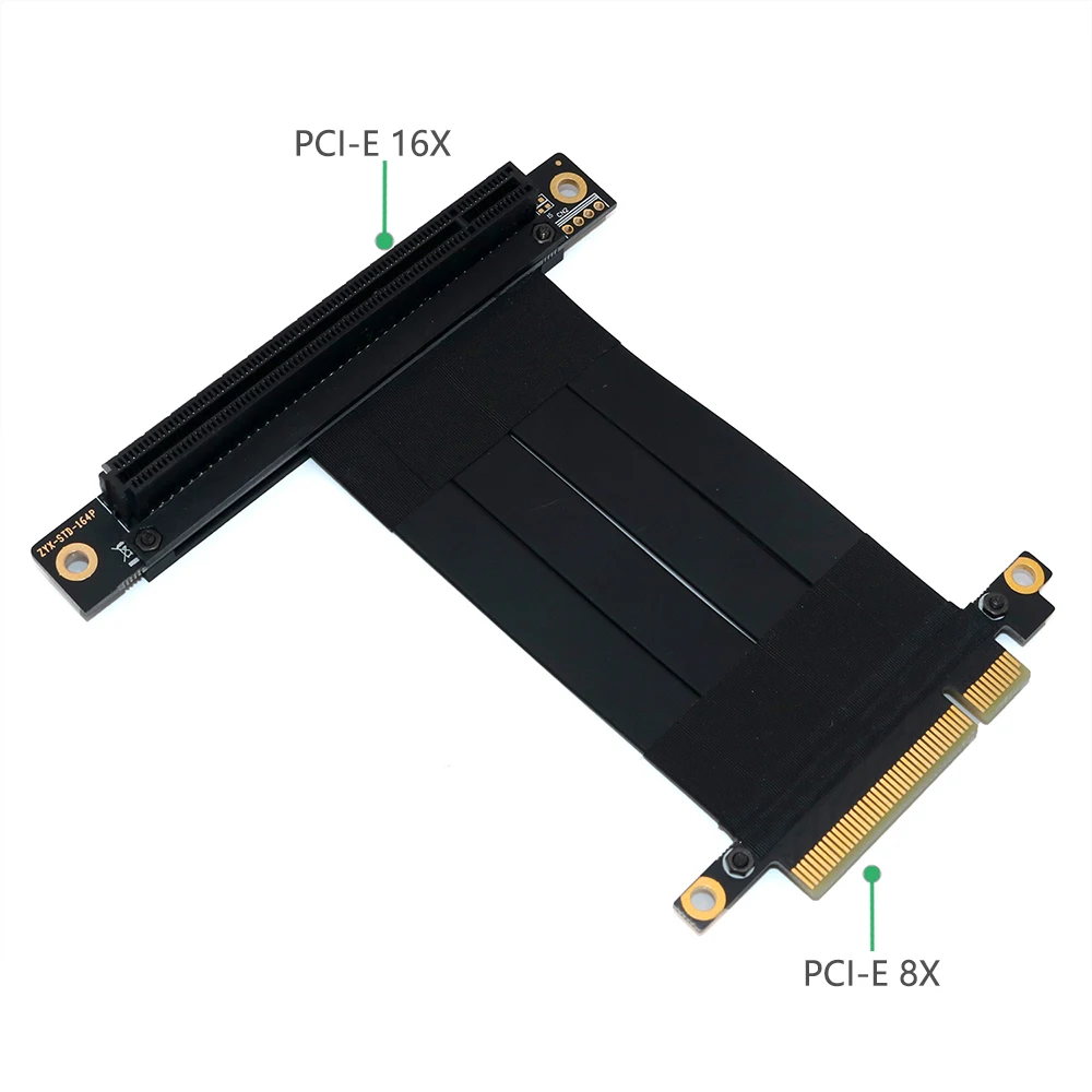 PCI Express PCIe 3.0 x8 do x16 Przedłużacz karty Riser 8 Gb/s Szybki przedłużacz taśmy PCI Express 16x Kąt prosty 90 stopni