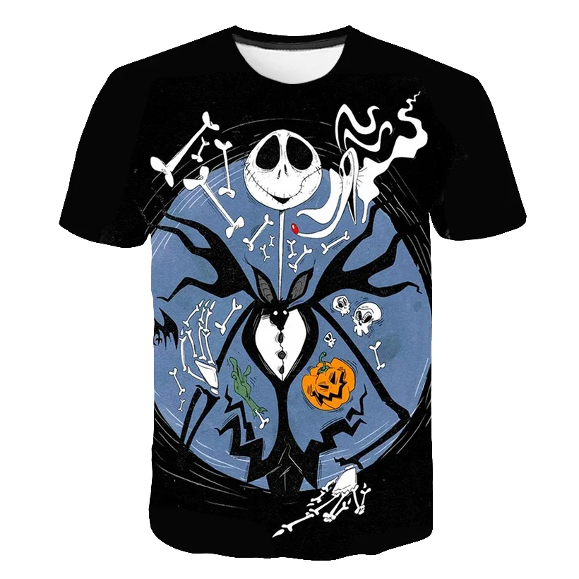 Disney The Nightmare Before Christmas Summer Children 3D Cartoon T-shirt For Printing Boys T Shirts Girls Tops Tees Kids Clothes