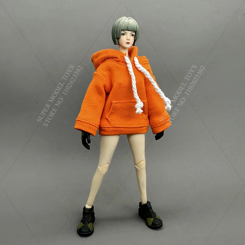 3ATOYS CJG-1227 1/12 Scale Female Soldier Clothes Solid Color Casual Hoodie Pleated Skirt Fit 6-inch SHF Action Figure Doll