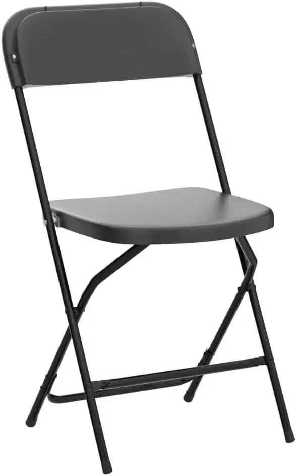 Chaises pliantes pliantes en plastique, noir, extérieur, intérieur, limite de poids de 650lb, lot de 4