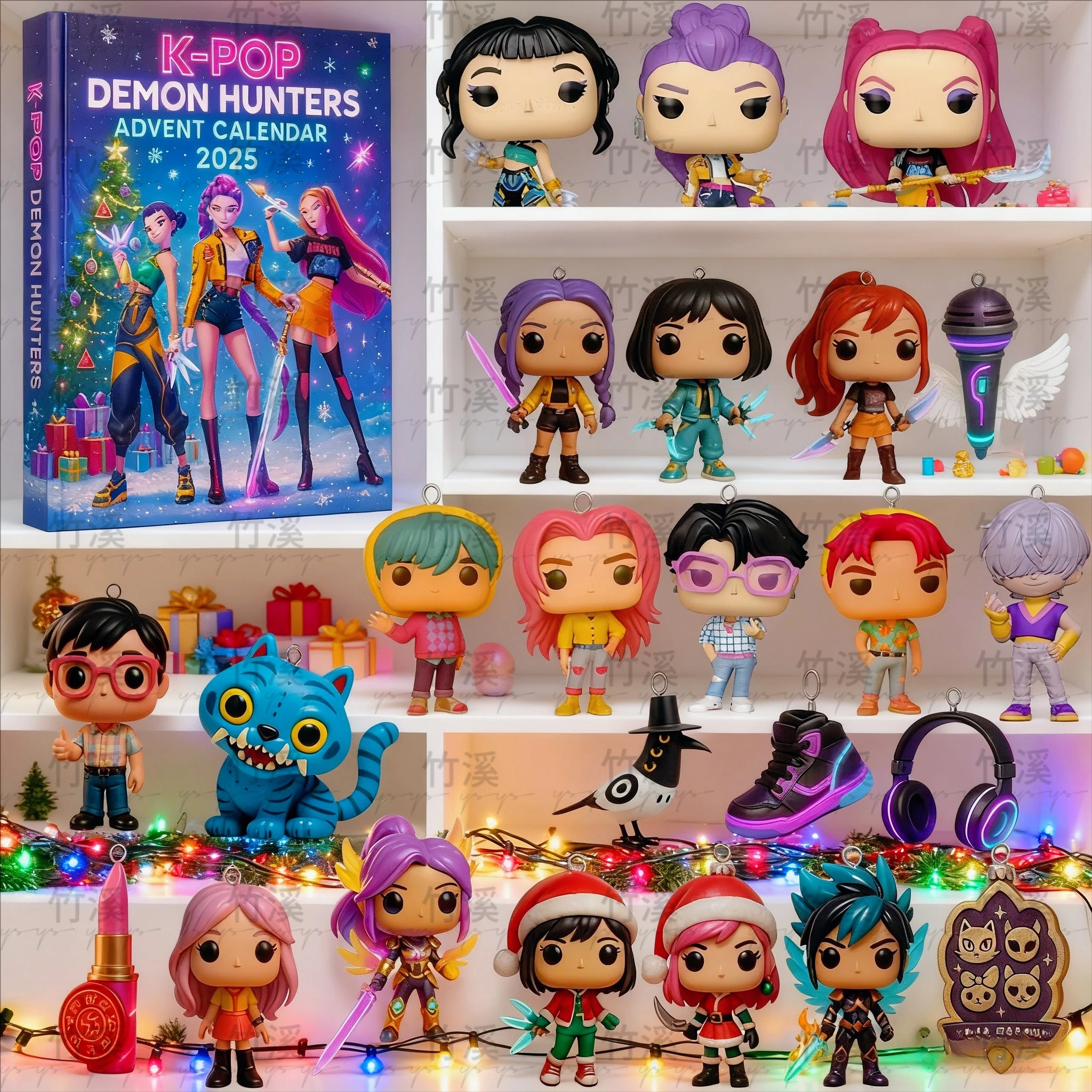 Kpop Demon Hunters Adventskalender Blind Box Speelgoedset - Huntrix, Rumi, Zoey, SAJA, Derpy Tiger Kerstmis Nieuwjaar Cadeau