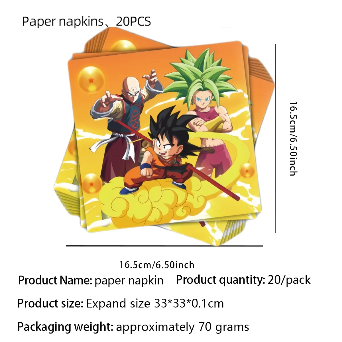 Monkey King Son Goku Geburtstagsparty-Dekoration Tischdecke Becher Teller Servietten Taschen Ballons Dragon Ball Z Party-Zubehör – Detail 6