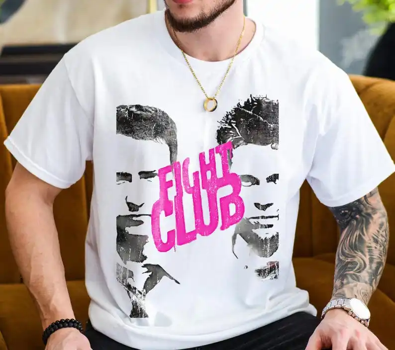 

Fight Club Shirt, Grunge Distressed T-shirt, Graphic Top for Cult Movie Fans, Men's Classic Movie shirt, Pop Culture Tee, Cinema