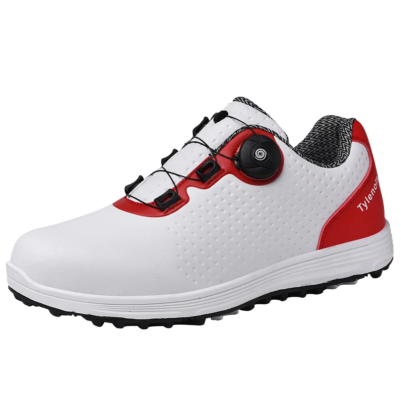 Golf schuhe männer leder wasserdicht automatische dreh teleskop schnürsenkel spikelosen nicht slip männer und frauen golf schuhe 37-46