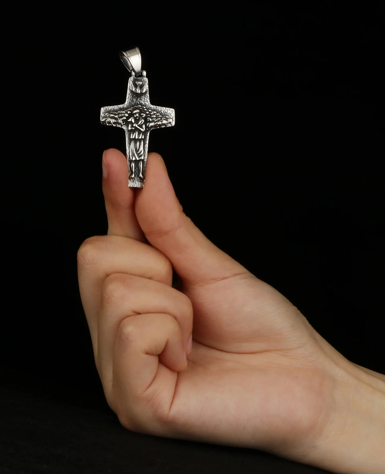 Religiös der gute Hirte Papst Francis Papst Kreuz Halskette Anhänger Edelstahl Charms Andenken DIY Schmuck Herstellung Teile