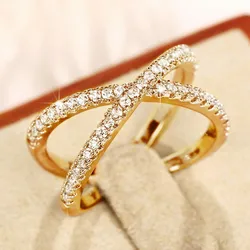 CAOSHI Fashion Female Gorgeous Cross Ring with Shiny Zirconia Simple Style Accessories for Wedding Ceremony Party Trendy Jewelry