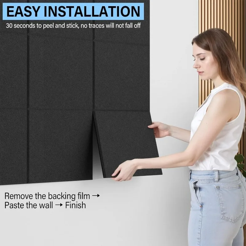 Grande bacheca in sughero per parete 48 x 36 piastrelle autoadesive in feltro ideali per ufficio bacheca nera bacheca facile da installare