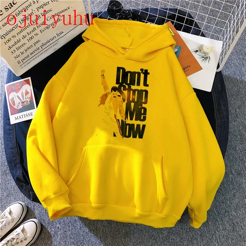 Freddie Mercury Queen Band Hoodies Hip Hop Casual Hooded Pullovers Funny Graphic Swearshirt Unisex Fashion Oversized Streetwear