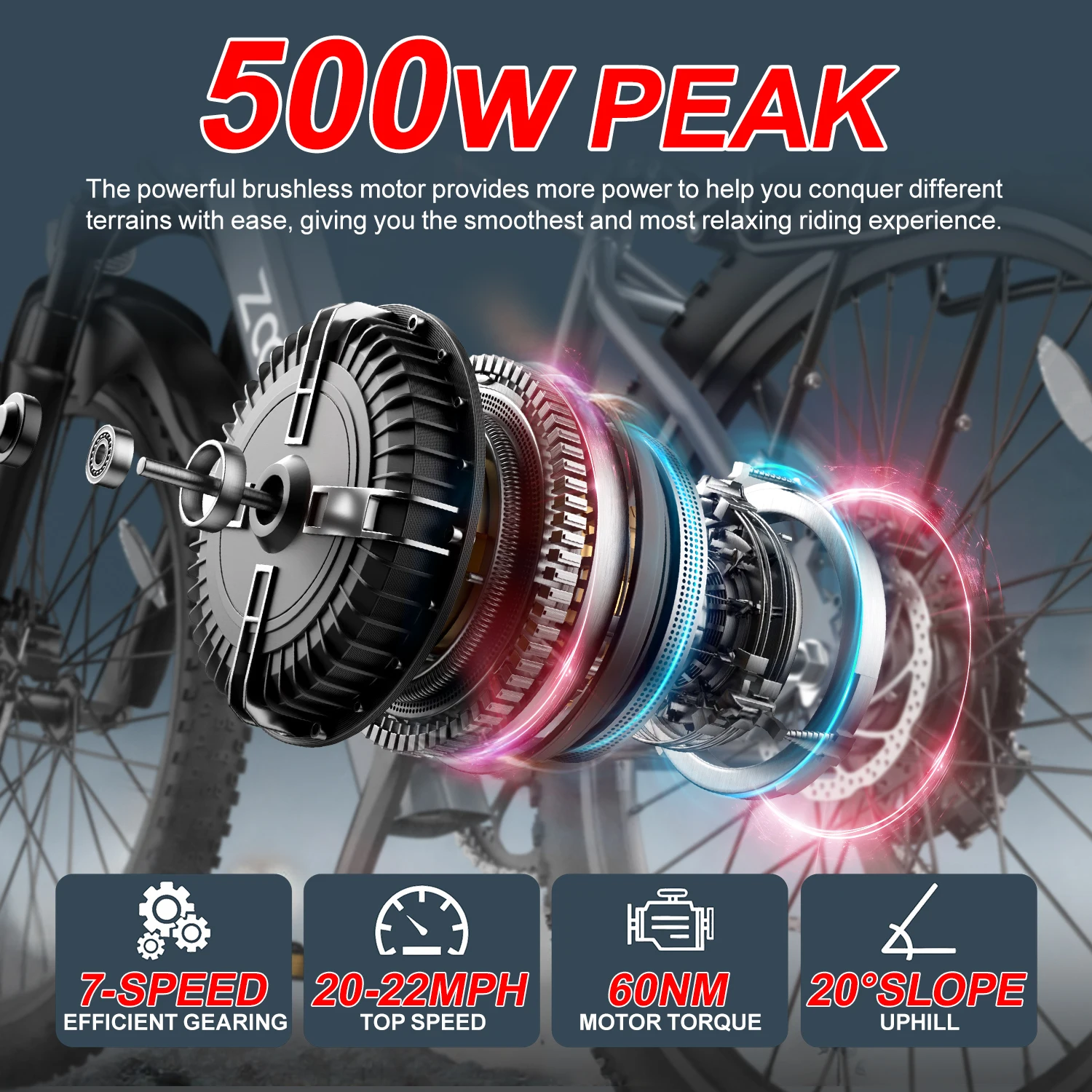 مستودع محلي الشحن ZL L26 الكبار Ebike الذروة 500 واط بطارية ركاب دراجة كهربائية 26 الإطارات الجبهة تعليق E-الدراجة #4