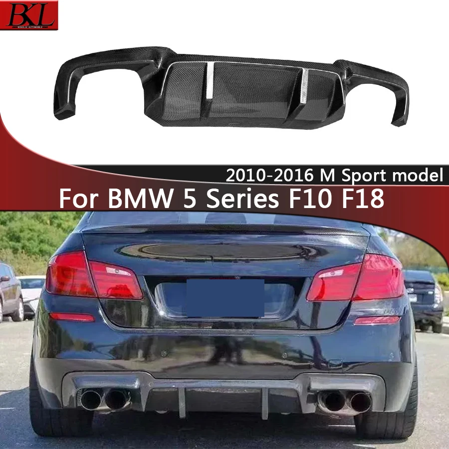 For BMW 5 Series F10 F18 M Sport V Style Carbon Fiber Back lip Car Rear Bumper Diffuser Rear Splitters Spoiler Back lip body kit