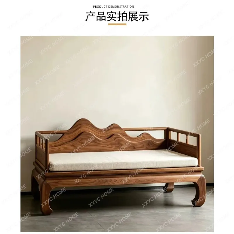XX New Chinese-style  black walnut sofa Arhat bed landscape backrest solid wood tenon and mortise furniture