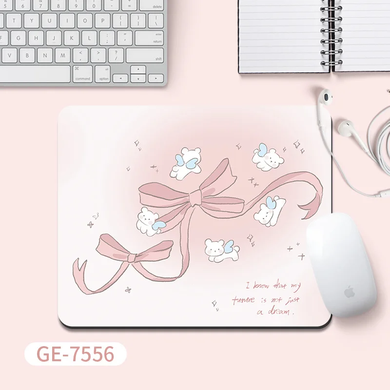Korea Ins Bow Pink Rubber Desktop Mouse Pad Gaming Anti-Slip Durable Desk Mat Pc Accessories Laptop Study & Office Mouse Mat