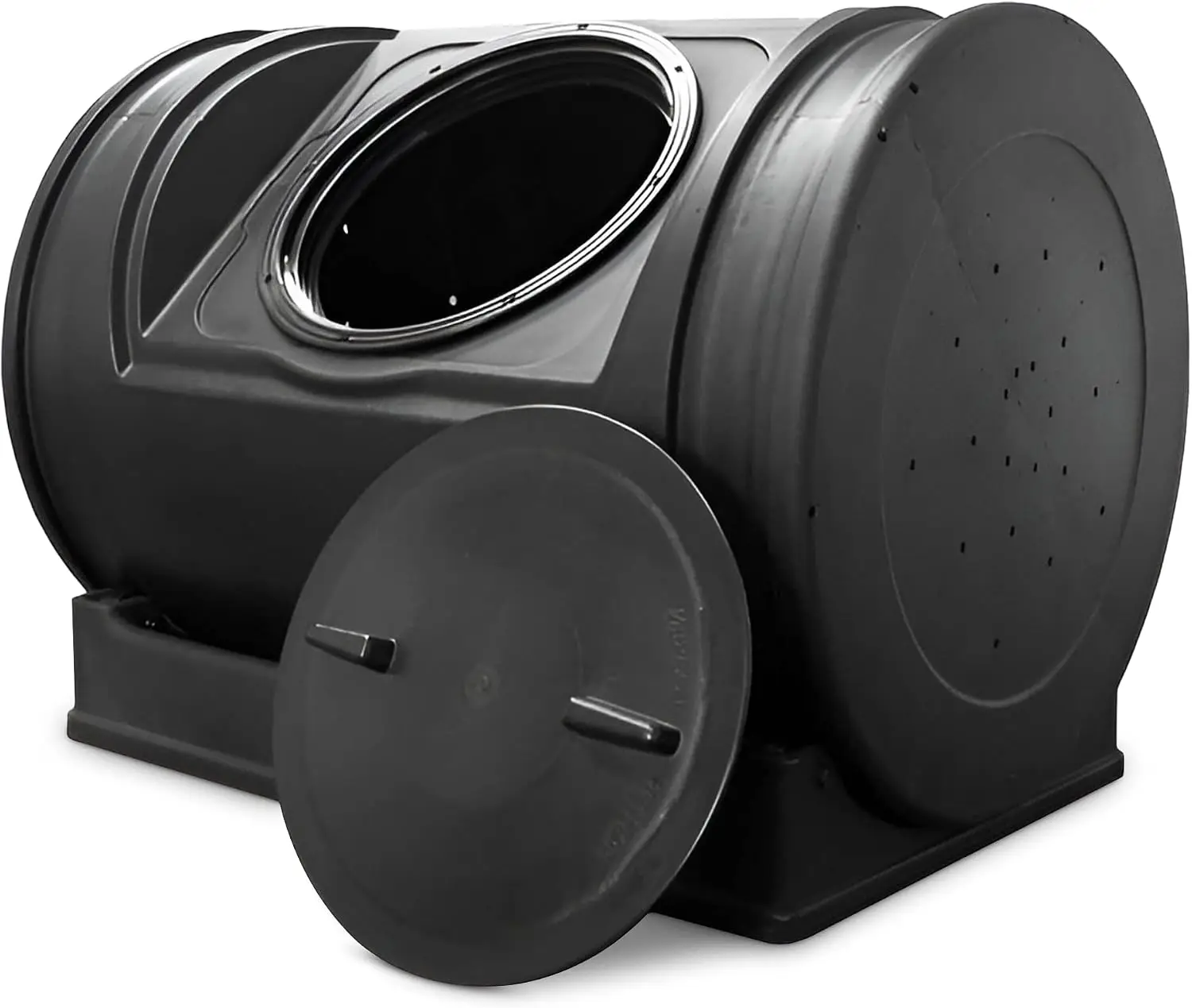 Outdoor Tumbling Composter Bin, Large Rotating Garbage Recycle Container, Single Chamber Yard Waste Organizer, Heavy Duty Garden Compost System For Plant Care, Black