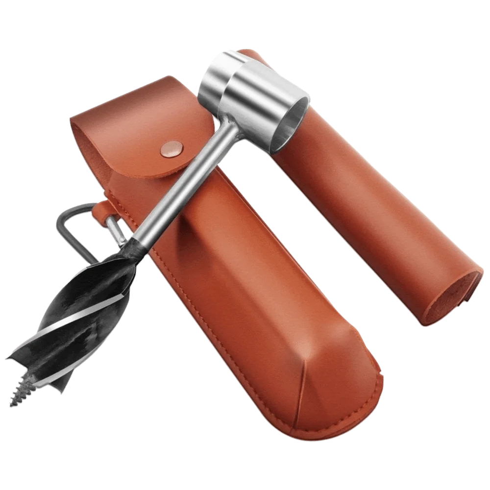 

Sharp Design Wood Drill Brown Leather Pouch Protective Sleeve Survival Settlers Tool Durable Case Leather Drill Bit Case