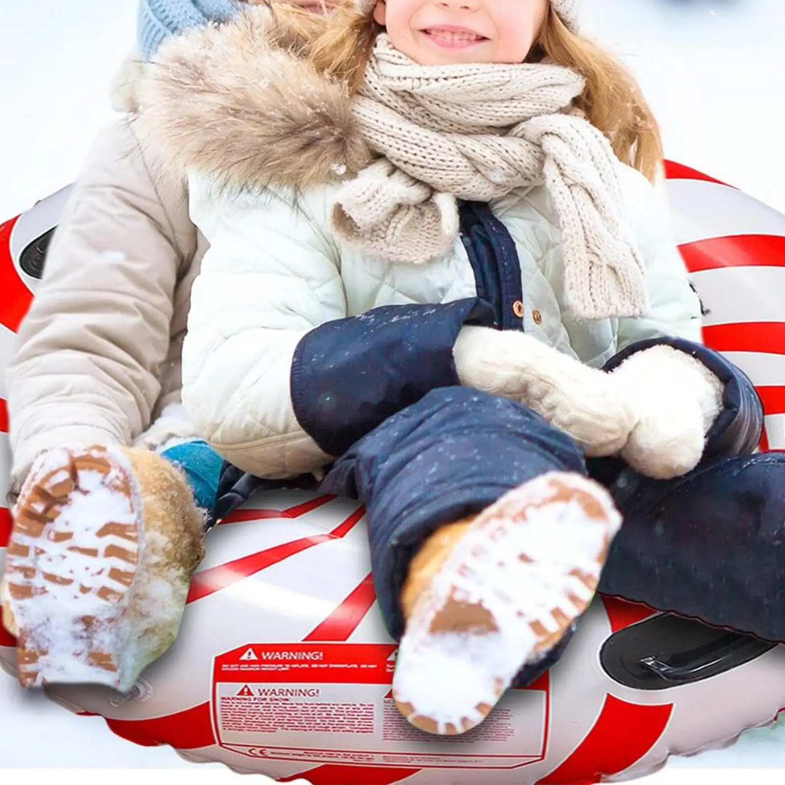 33.5 inch Inflatable Tube Sled Gift Portable Sleigh Winter Inflatable for Games Party Holiday New Year