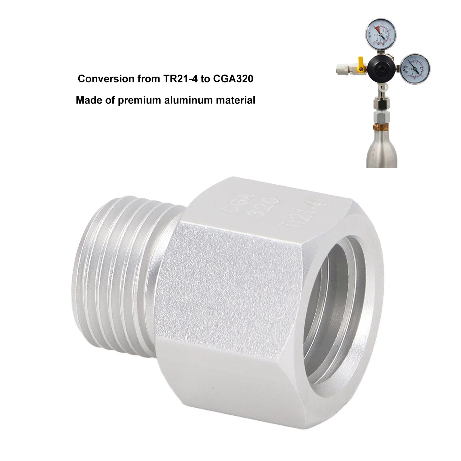 

CO2 Adapter CO2 Refill Adapter Soda Refill Adapter Tr21‑4 to CGA320 CO2 Cylinder Cartridge Fill Connector Aluminum Alloy