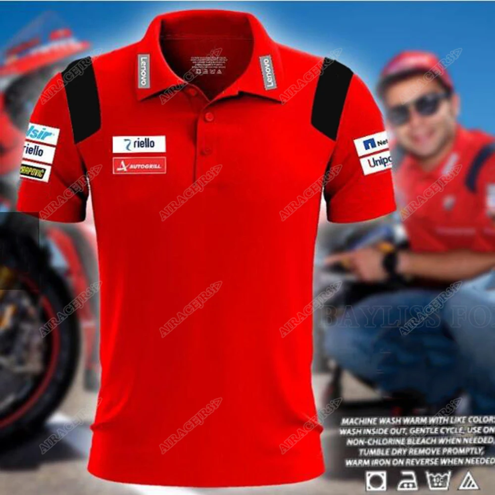 For Ducati Polo Shirt CORSE Motos GP Mens Superbike T-shirt Motorcycle Sports Racing Team Summer Breathable Not Fade Red Black