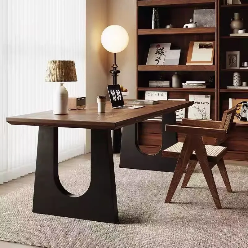 Factory Direct 2026 Solid wood table, desk, walnut color, living room, dining table, rectangular workbench, computer desk, integ
