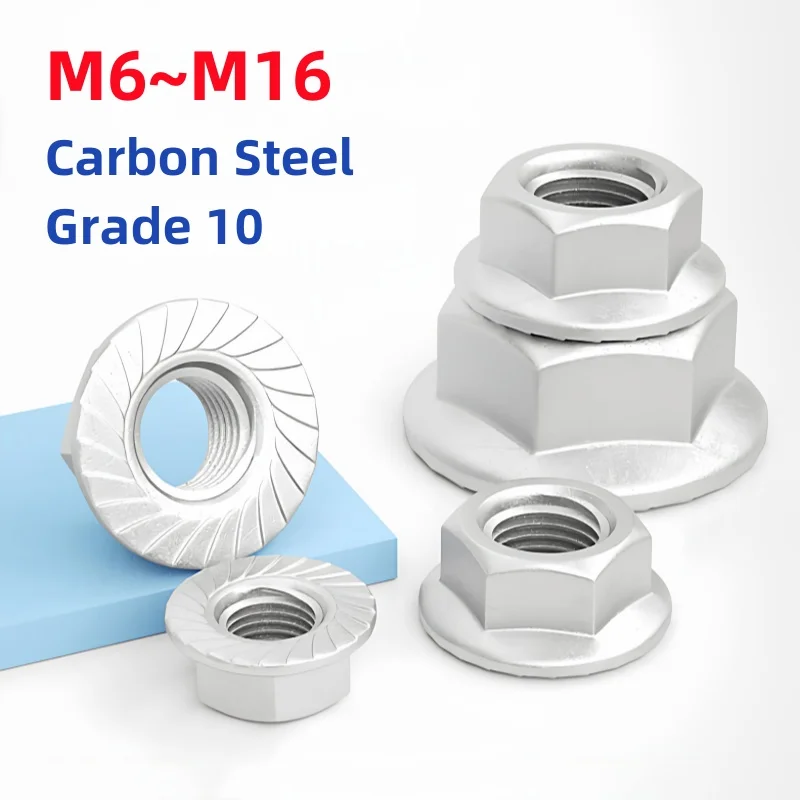 

M6 M8 M10 M12 M14 M16 Grade 10 Dacromet Carbon Steel Hexagon Flange Nut Serrated Spinlock Flange Nuts Lock Nut