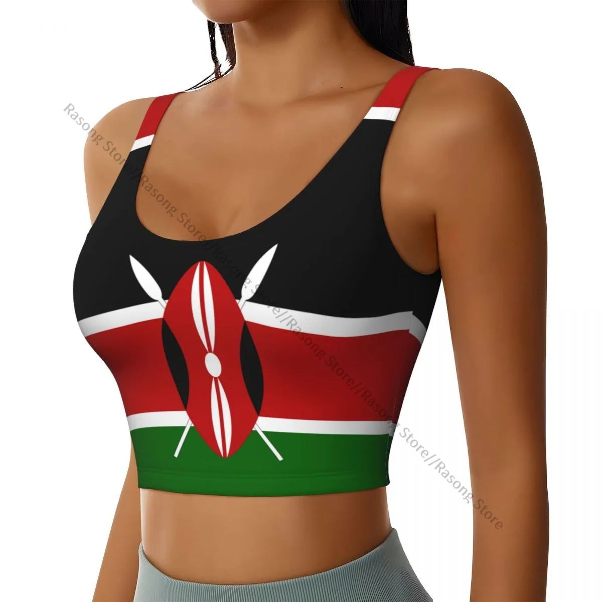 Sports Bra Women Running Yoga Clothes Vest Kenya Flag Gathering Fitness Vest