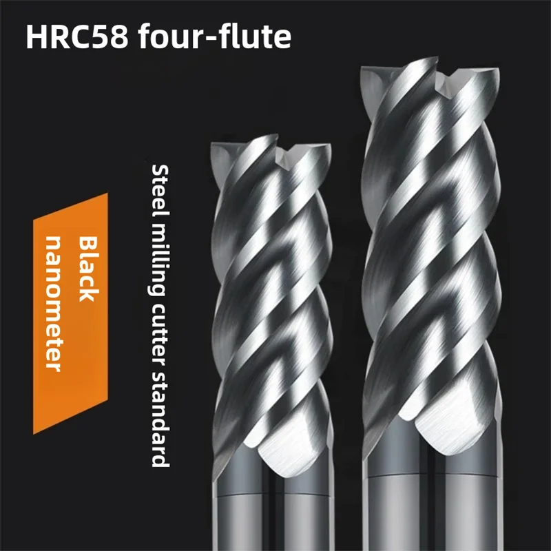 

HRC58 Carbide End Mill 1 2 4 5 6 8 10 12mm 4Flutes Milling Cutter Alloy Coating Tungsten Steel Cutting Tool CNC maching Endmills