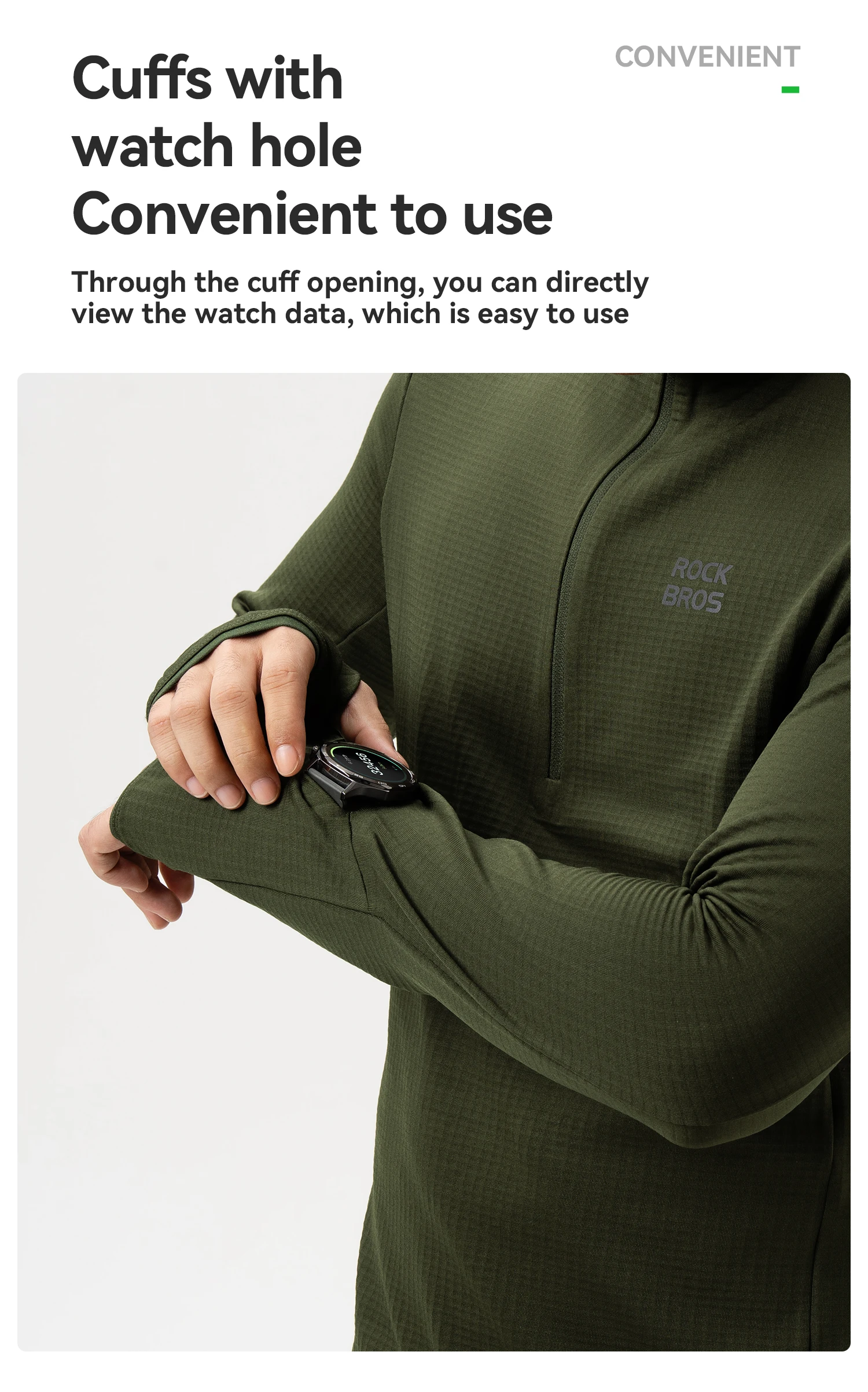 ROCKBROS Fleece Warmes Langarm-Sportshirt Fitness-Oberteil Gym-Shirt Schnelltrocknend Widerstandsfähig Frühling-Herbst-Kleidung Sweatshirt – Detail 6