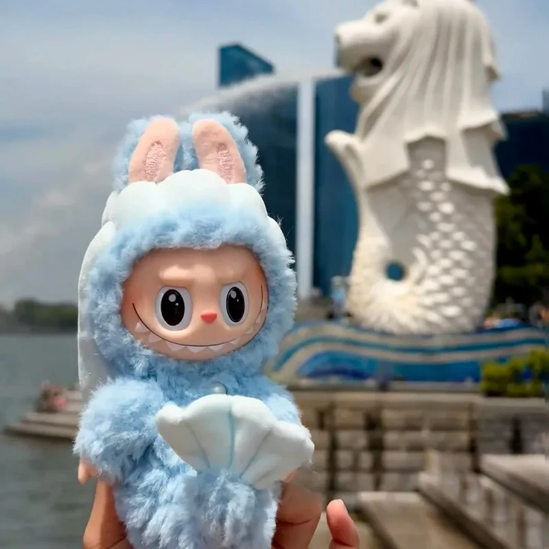 El juguete moderno Merlion LABUBU exclusivo de Singapur original y genuino de POPMART es un juguete de regalo de Navidad lindo y sorprendente