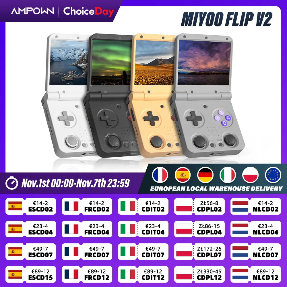 MIYOO FLIP V2 Handheld Game Players 3.5'' IPS Screen Linux System Onion OS Video Game Consoles Free Case Gamer Gift Retro Gaming