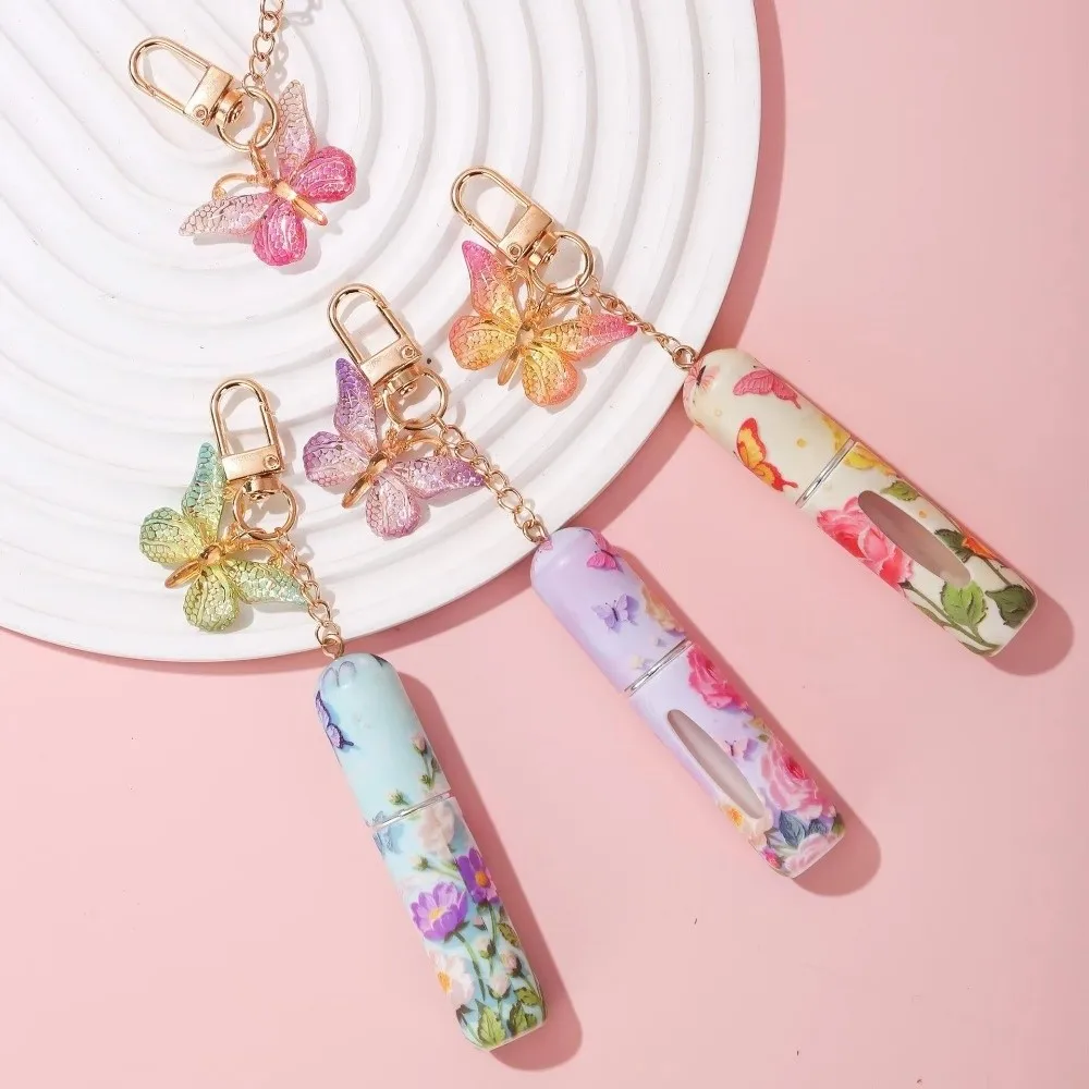 5ml Mini Perfume Bottle Leak-proof Refillable Liquid Cosmetic Container Butterfly with Key Ring Spray Bottle for Women Girls