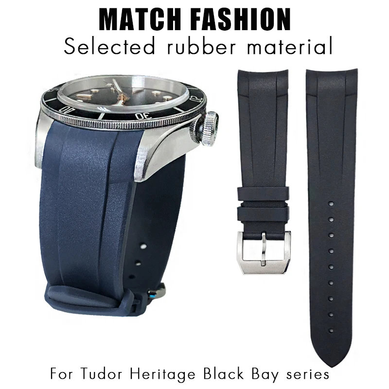 

Rubber Watchband 22mm 20mm Silicone Watch Strap for Tudor Heritage Black Bay 1958 Pelagos Black Waterproof Sports Bracelets