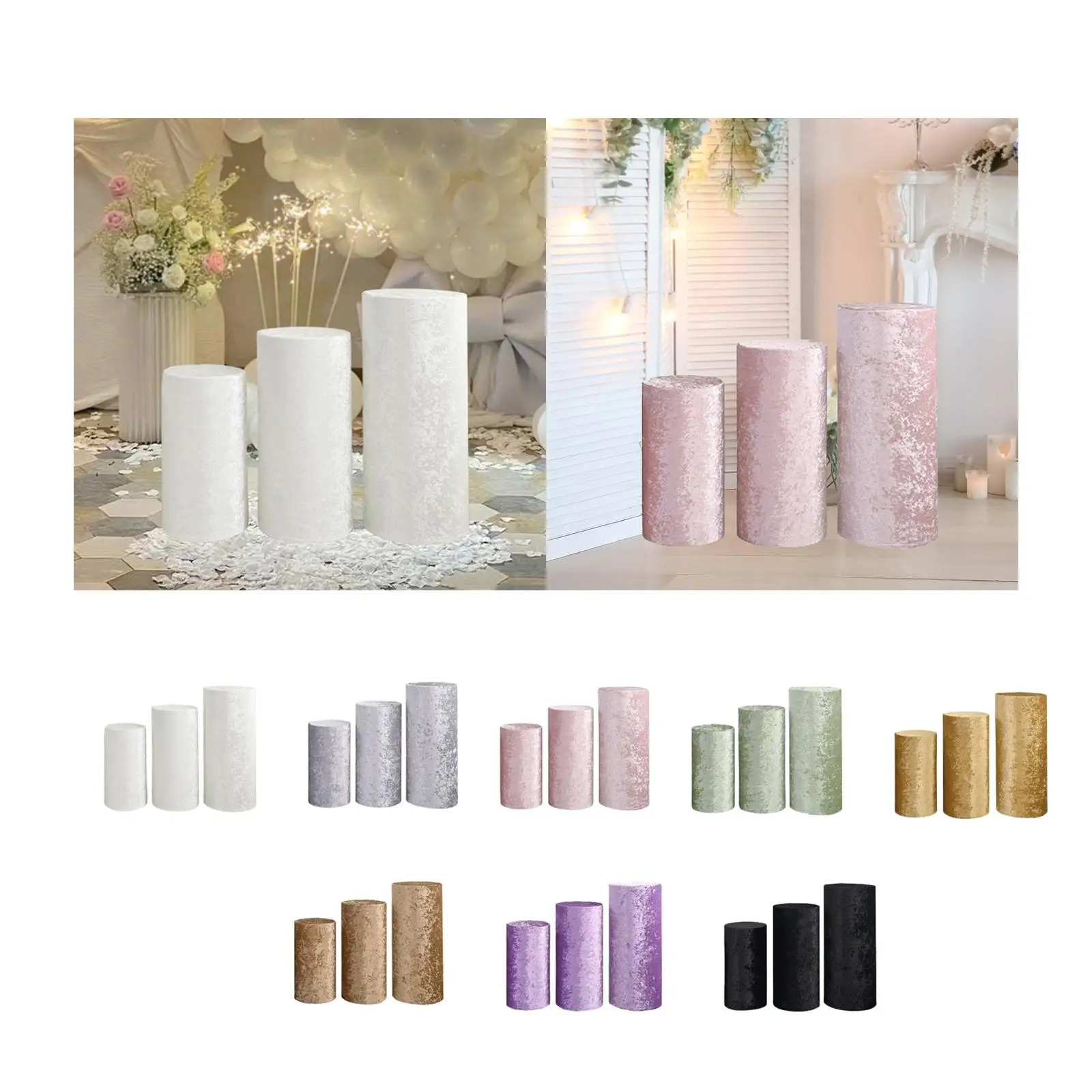 3 Pieces Cylinder Pedestal Stand Covers Cylinder Covers Tablecloth Party Favors