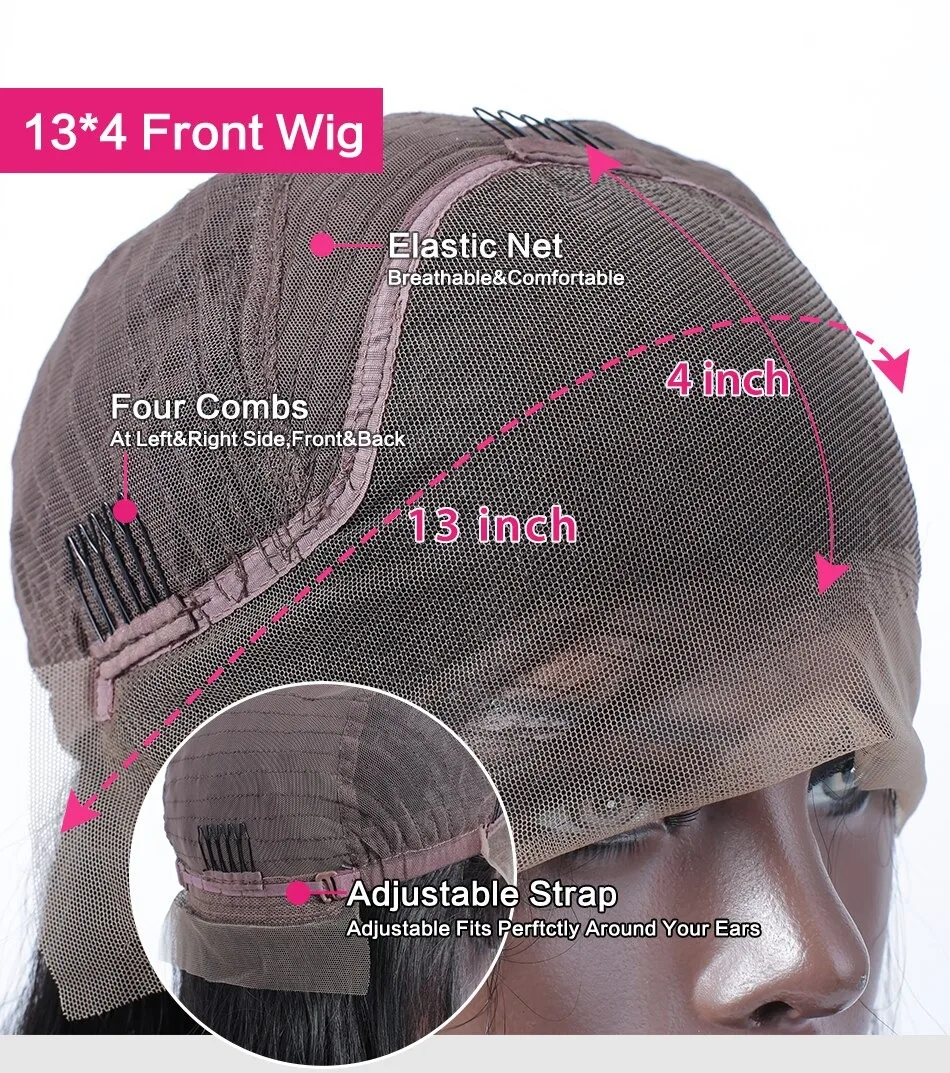 Evidenzia la parrucca Bob con onda d'acqua Parrucche anteriori in pizzo per capelli umani prepizzicate al 250%.