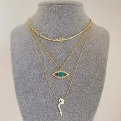 New Arrived Fashion Jewelry Micro Pave CZ Arabic Letter Love Charm Slim 2MM Tennis Chain Necklace