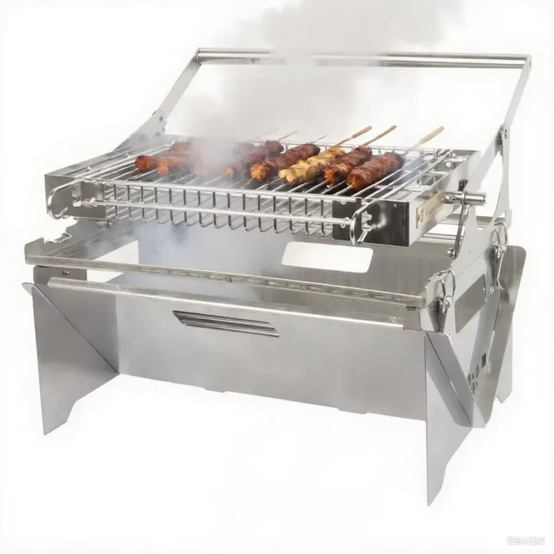 Custom Foldable Portable Campfire Fire Pit Grill Flip BBQ Fire Pit Outdoor Camping Wood Burning Stove Heavy Duty Steel