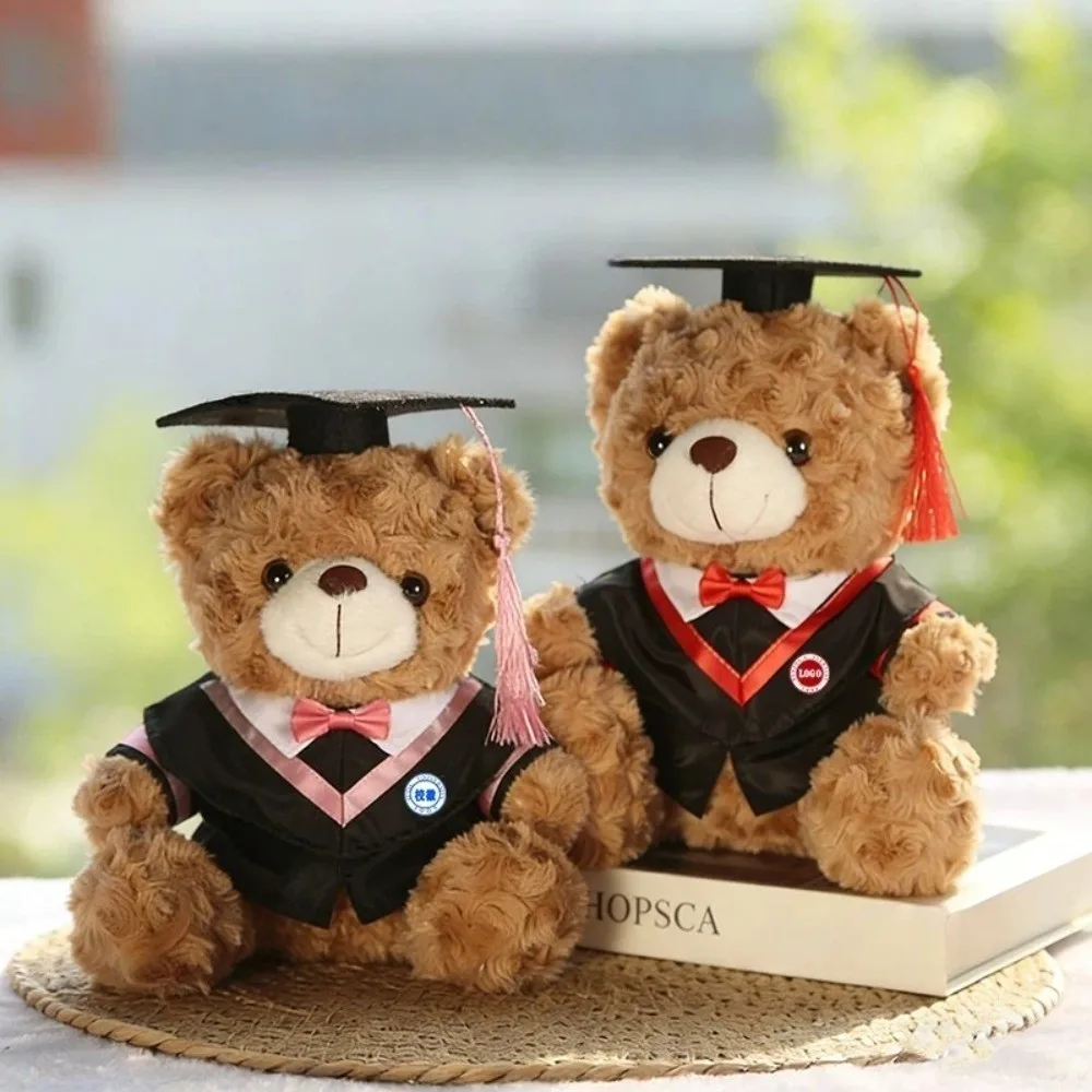

Graduation Dr.Bear Plushie Toy 23cm Cute Design Stuffed Animal Dolls Soft Multiple Collar Colors Graduation Gift Boys Girls Gift