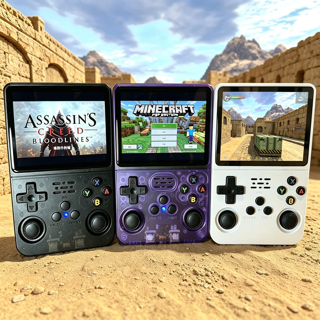 Portable R36S handheld console evokes childhood nostalgia.