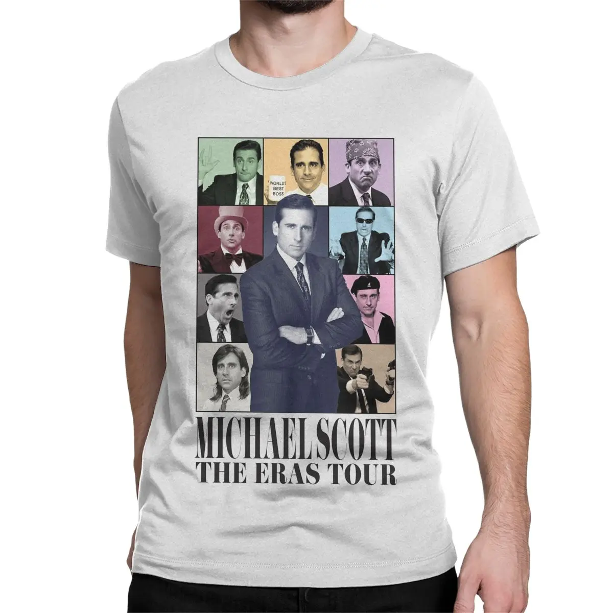 Michael Scott die Epochen Tour Männer T-Shirts das Büro Dwight Schutt T-Shirts Kurzarm T-Shirt mit Rundhals ausschnitt Baumwolle Erwachsenen kleidung